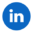 Round LinkedIn logo button directing to profile page on LinkedIn.